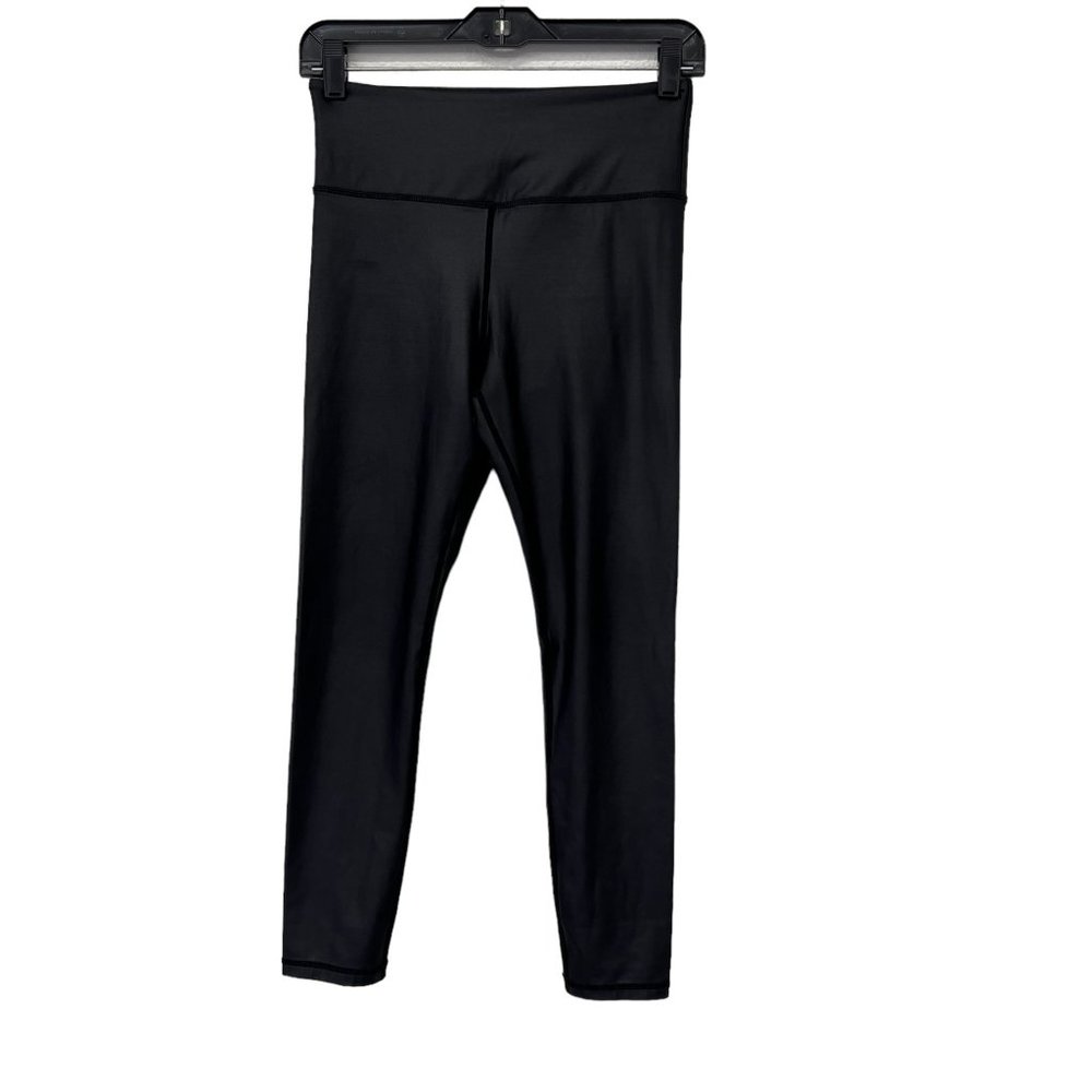 Zyia active black faux leather black mid-rise leggings sheen Size: 6-8